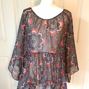 AB Studio Peplum Style Sheer Top